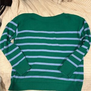 LOFTStriped Green and Blue Women's Sweater M Cotton
